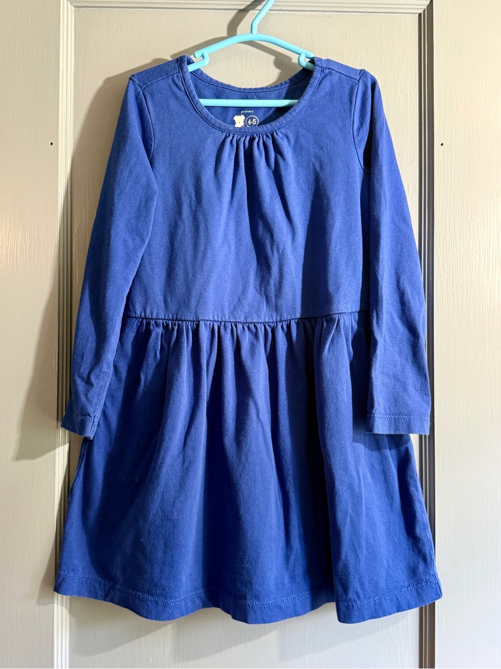 Primary Royal Blue Long-Sleeve Cotton Dress